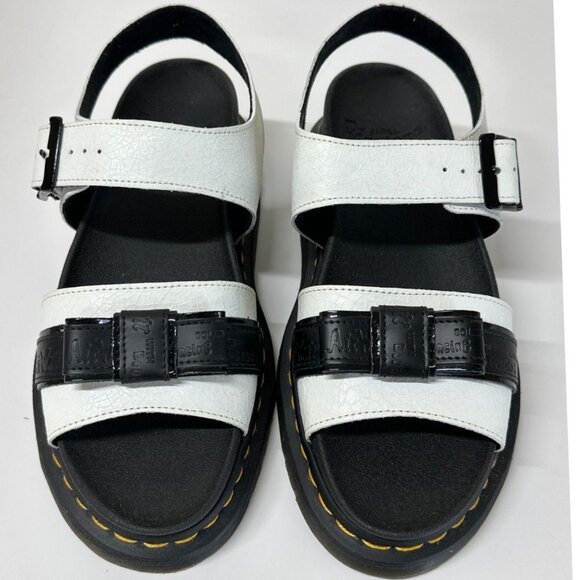 New Dr Martens Romi Crackle White and Black Bow Leather Sandals size 9 Shoes - Picture 4 of 8